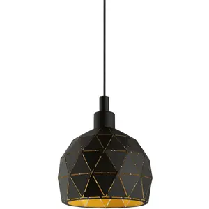 Подвесной светильник ROCCAFORTE E14 1 шт. Подвесной светильник для столовой, H110 x Ø17 см, 1X40W без лампы. Eglo, черный/золотой