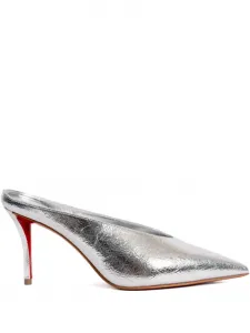 Мюли Miss Z Slimimule 80 с эффектом металлик Christian Louboutin, серый