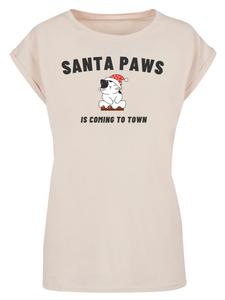 Футболка с изображением Санта-лапок и рождественского кота в цвете Белый песок F4NT4STIC