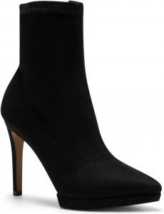 Женские ботильоны FOWT с закрытым острым носком, высокие на шпильке, эластичные короткие ботинки, модный узор, легкая платформа, верх из замши, боковые молнии, для офиса и свиданий, размеры США 4-16, Black