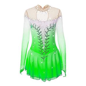 HEAD Индивидуальное платье для фигурного катания, синий длинный рукав, костюм для катания на коньках для девочек, зеленый, размер M