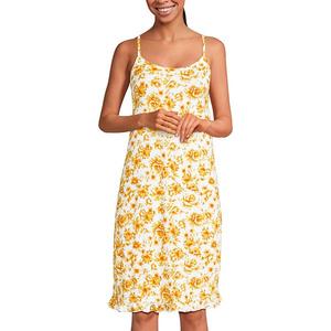 Ночная сорочка Petite с охлаждающим эффектом до колена Lands' End, Yellow Paint Floral