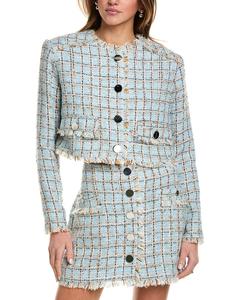 Укороченный твидовый жакет TOCCIN Lainey, синий