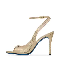 Блестящие золотистые сандалии из змеиной кожи Loriblu, желтый