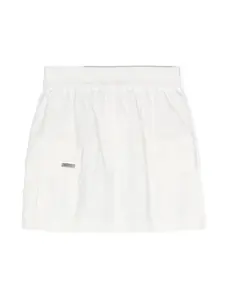 Юбка с завышенной талией и логотипом Monnalisa, белый