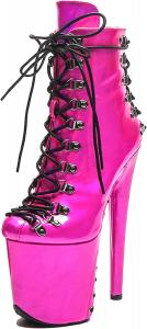 Женские экзотические ботильоны для танцев на шесте WUXIN H&P, 8 дюймов, из лакированной кожи с платформой, на шнуровке, с высоким каблуком-шпилькой, Pink