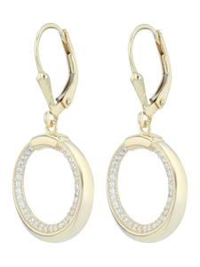 Adeliás Женские серьги - серьги-подвески из серебра 925 пробы с кубическим цирконием в золотой оправе