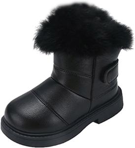 Сапожки для девочек зимние ботинки до щиколотки водоотталкивающие комфортные короткие теплые уютные противоскользящие вестерн-башмачки Generic, Black