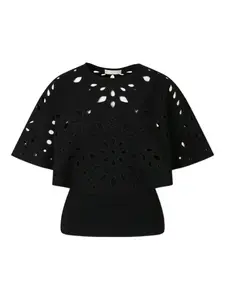 Топ с вырезом и цветочным принтом Ulla Johnson, черный