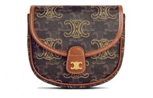 CELINE Сердечко вышитая мини-сумка через плечо женская рыжевато-коричневая