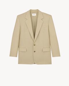 Жакет из шерсти и шелкового канвы Saint Laurent, бежевый