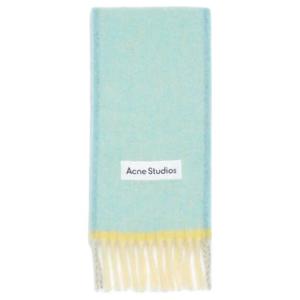 Acne Studios Шарф с бахромой и нашивкой Logo Patch, Green