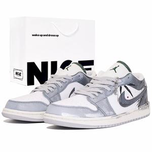 Jordan Air 1 устойчивые к истиранию низкие баскетбольные кроссовки мужские black gray