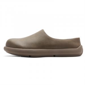 IZEIZIG Кожаные тапочки мужские с резиновой подошвой, устойчивые к запахам, износу и скольжению, с закрытым носком, в цвете хаки, цвет Khaki