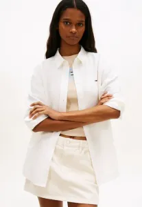 Рубашка свободного кроя из смесовой льняной ткани, блузка на пуговицах Tommy Jeans, Ecru