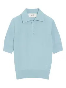 Рубашка поло с вышитым логотипом Ami Paris, синий