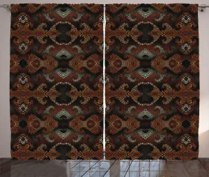 Штора ABAKUHAUS в стиле "Абстрактный рустик", с закругленными ламелями и штрихами, присборенная тесьма для спальни с петлями и крючками, 280 x 225 см, серо-красновато-коричневый Abakuhaus