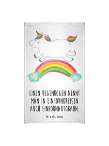 Mr. & Mrs. Panda Белое полотенце с единорогом и радужной надписью