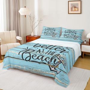 Erosebridal Комплект постельного белья Boys Anchor с морским принтом в ретро-синем цвете, Multi 17