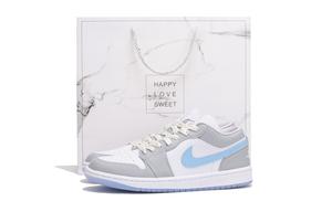 Jordan Баскетбольные кроссовки Air 1 с антискользящим и износостойким покрытием, винтажные, женские, небесно-голубые