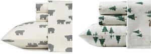 Комплект постельного белья Eddie Bauer - Простыни для двуспальной кровати, хлопковая фланель, с начесом для дополнительной мягкости, Cozy Home Decor (семейство медведей) и - простыни для двуспальной кровати, хлопковая фланель, White, Beige