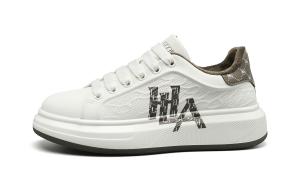 Низкие скейтерские кроссовки мужские HLA, белый коричневый[fleece-lined]