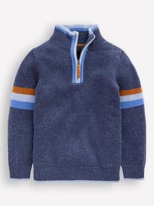 Детский половинный джемпер Heritage из шерстяной смеси Mini Boden, College Navy