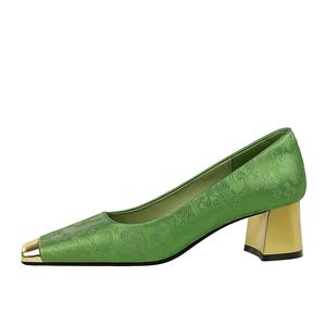 QITUMAUL Зеленые женские туфли на платформе с массивным каблуком 5 см, цвет Green[Heel Height 5cm]