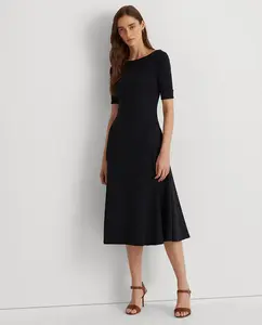 Платье миди с французскими рукавами Lauren Ralph Lauren, темно-синий