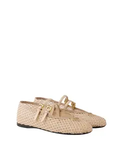 Женские балетки из сетчатой ткани Prada, бежевый