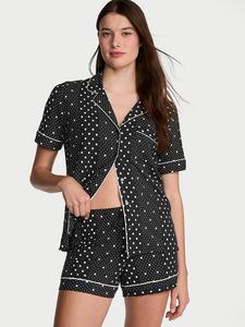 Мягкий короткий пижамный комплект из модала Victoria'S Secret, modal soft black dotted stripe
