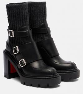 Cortinetta College 100 кожаные ботинки до щиколотки Christian Louboutin, Version Black