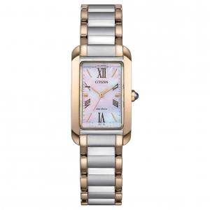 Часы L Series с солнечным кварцевым механизмом, стальной браслет, 32,5*19,5 мм, унисекс, циферблат цвета перламутра CITIZEN