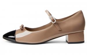 Маленькие туфли Mary Jane CK Bowknot в новом китайском стиле на блочном каблуке 3,6 см, женские, разноцветные CHARLES&KEITH, Caramel Caramel