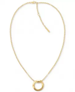 Ожерелье с подвеской в виде витого кольца из нержавеющей стали золотистого оттенка, 16 дюймов + удлинитель 2 дюйма Calvin Klein, gold
