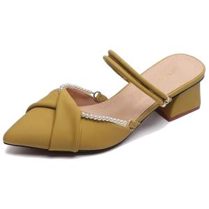 PARK DANCE Женские противоскользящие тапочки с закрытым носком на резиновой подошве желтые, цвет Yellow