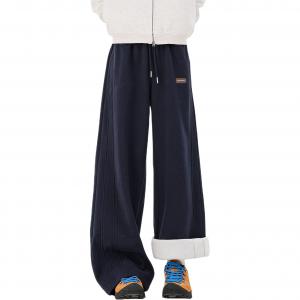 Повседневные брюки Unisex утепленные с флисовой подкладкой прямого кроя WARRIOR, темно-синий[free diy badge]