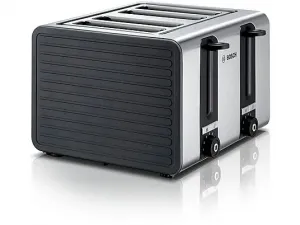 BOSCH TAT 7 S 45 Тостер с 4 отделениями из нержавеющей стали с силиконом, Серый/Черный (1800 Вт, Количество слотов: 4)