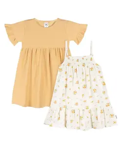 Платье для девочки с коротким рукавом и без рукавов, 2 шт Gerber, желтый