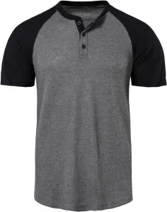 Мужская футболка хенли с коротким рукавом, цветной блок, летняя
