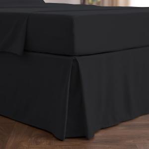 Mellanni Юбка для кровати, размер Twin XL (80x200 см), приталенная плиссированная с декоративной оборкой, устойчивая к смятию, выцветанию и пятнам, черная