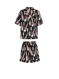 Faina Женская пижама черного цвета с разноцветными элементами