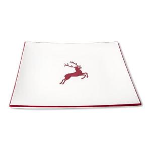 Тарелка Бордоский благородный олень 26x26x2,2 см Gmundner Keramik, бело-красный