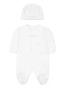 Комплект для новорожденного с вышитым логотипом Balmain Kids, белый