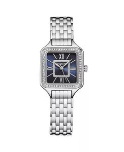 Женские часы Symphony, серебристая нержавеющая сталь, синий циферблат, квадратный размер 36 мм Stuhrling