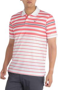 Мужская рубашка-поло для гольфа Mizuno, многоцветный принт, влагоотводящая, быстросохнущая и обеспечивающая свободу движений конструкция (E2MAB015), белый/красный