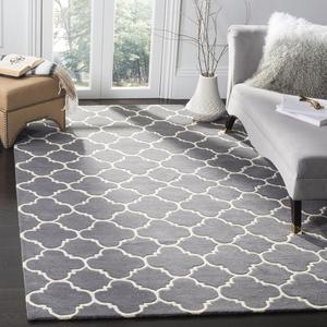 Ковер SAFAVIEH, 275 x 275 см, Chatham Collection, Dark Grey & Ivory, ручной работы, Quatrefoil Trellis, шерсть, идеально для помещений с высокой проходимостью в гостиной, спальне (CHT717D)