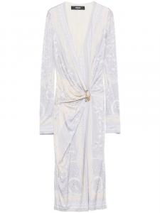 Versace платье миди с принтом Coupe des Dieux, нейтральный цвет