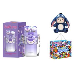 Термостакан lotso 550 мл Disney, Disney/Hc6821L Double Lid Insulated Cup (Purple+Teddy Bear Plush+Stitch Shopping Bag)