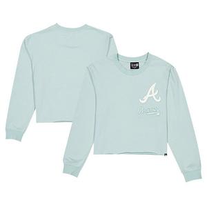 Женская футболка Atlanta Braves с логотипом Breeze, кроп и длинные рукава New Era
